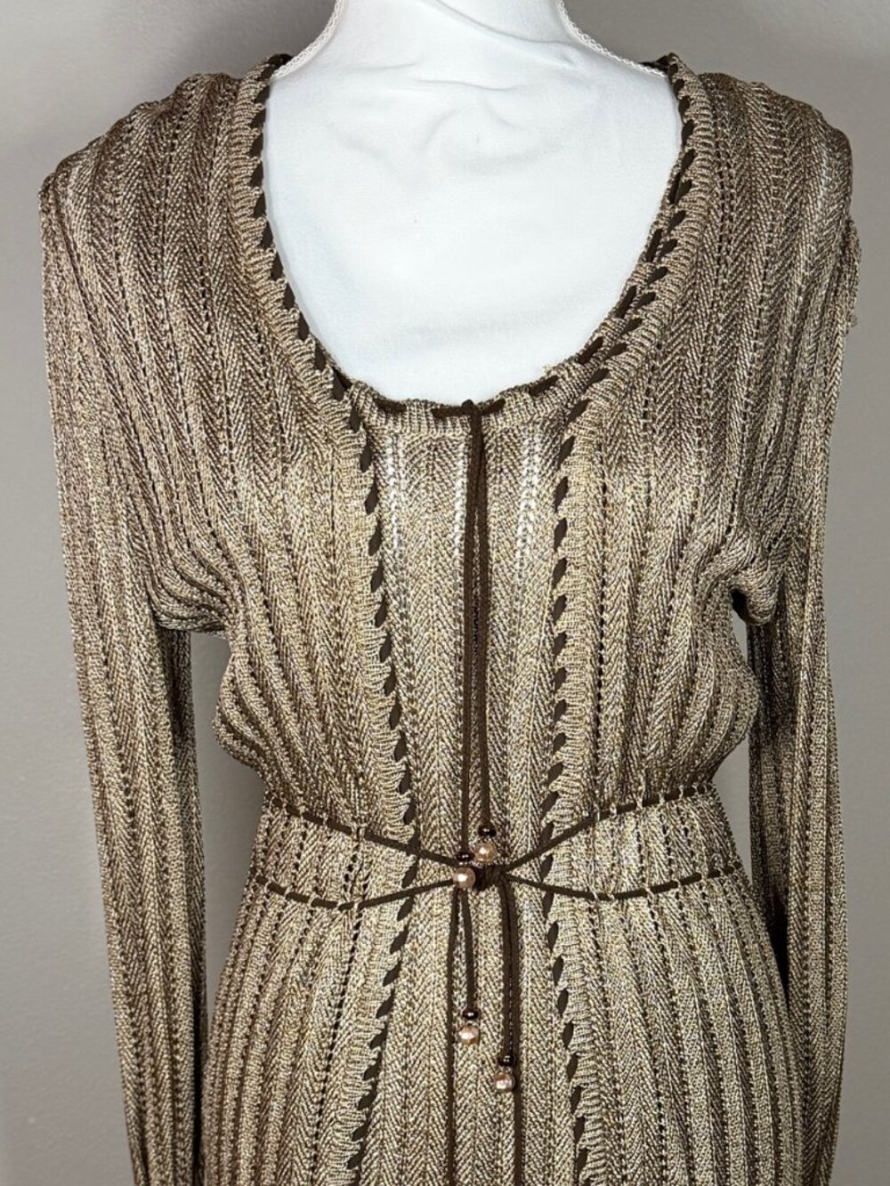 St. John Sport by Marie Gray 3-Piece Knit Set Skirt Shell Cardigan Brown